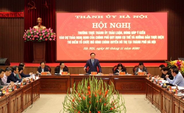 Thường trực HĐND TP dự họp của Thành ủy Hà Nội góp ý vào Dự thảo Nghị định của Chính phủ về thí điểm mô hình chính quyền đô thị